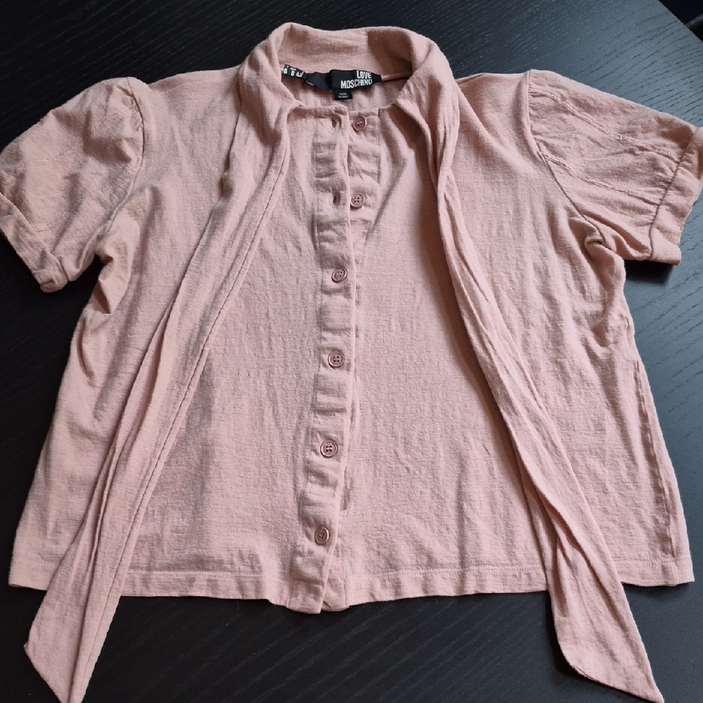 Love Moschino Pink Button-Down Short Sleeve Top